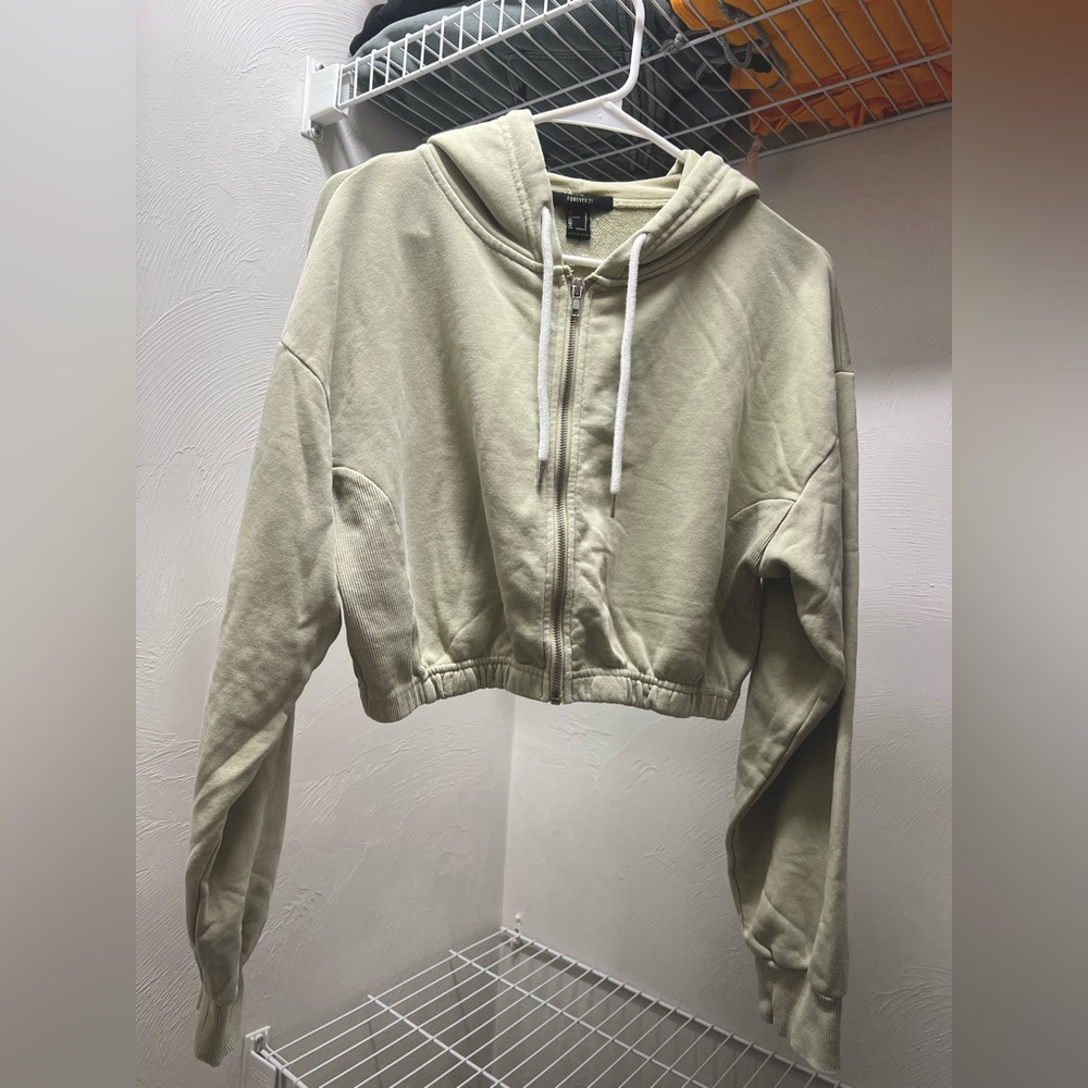 Forever 21 Cropped Zip Up Hoodie